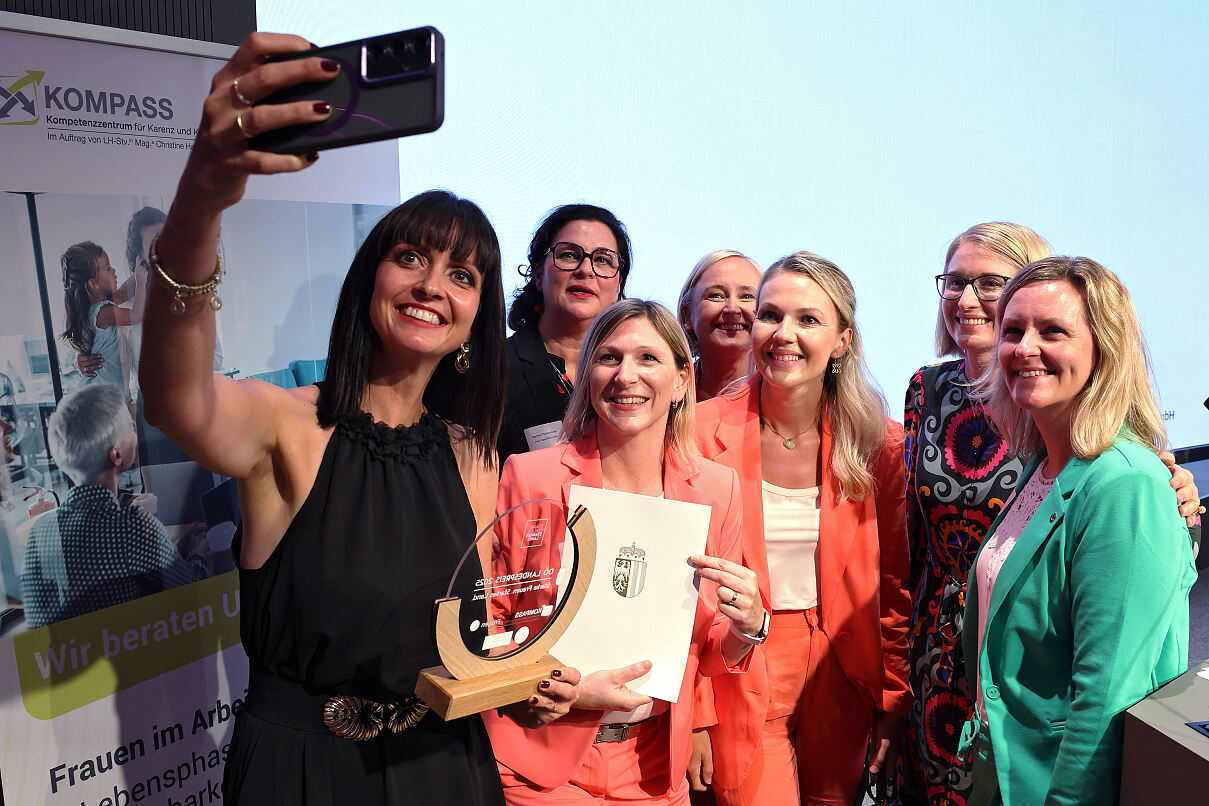 A selfie of the successful team